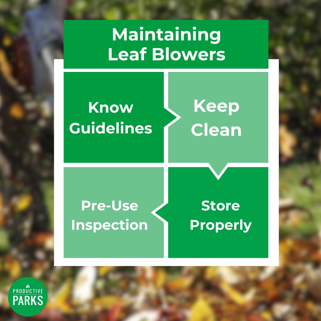 infographic showing the basic steps of leaf blower maintenance