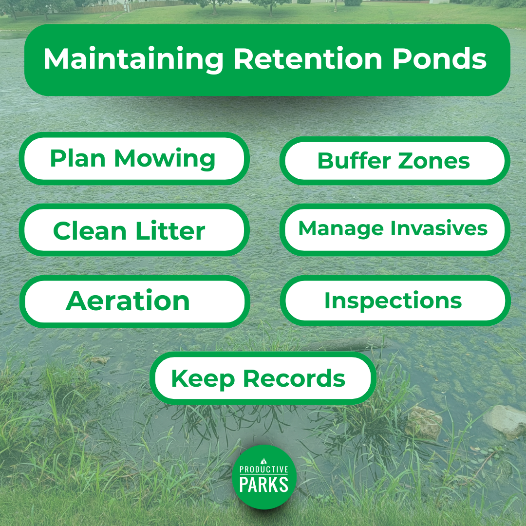 Infographic about maintaining retention ponds in parks