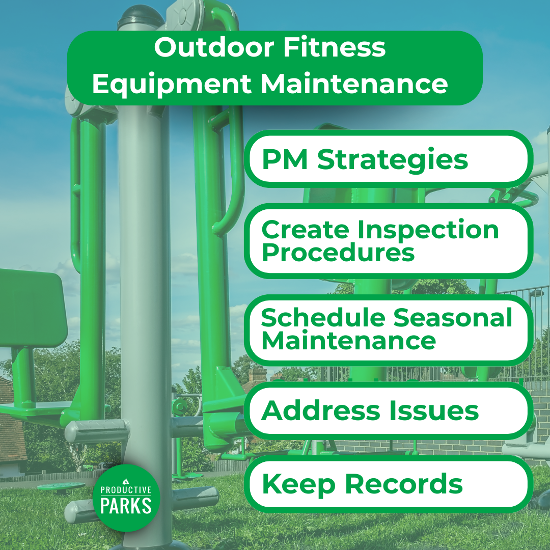 Infographic about developing a maintenance plan for outdoor fitness equipment