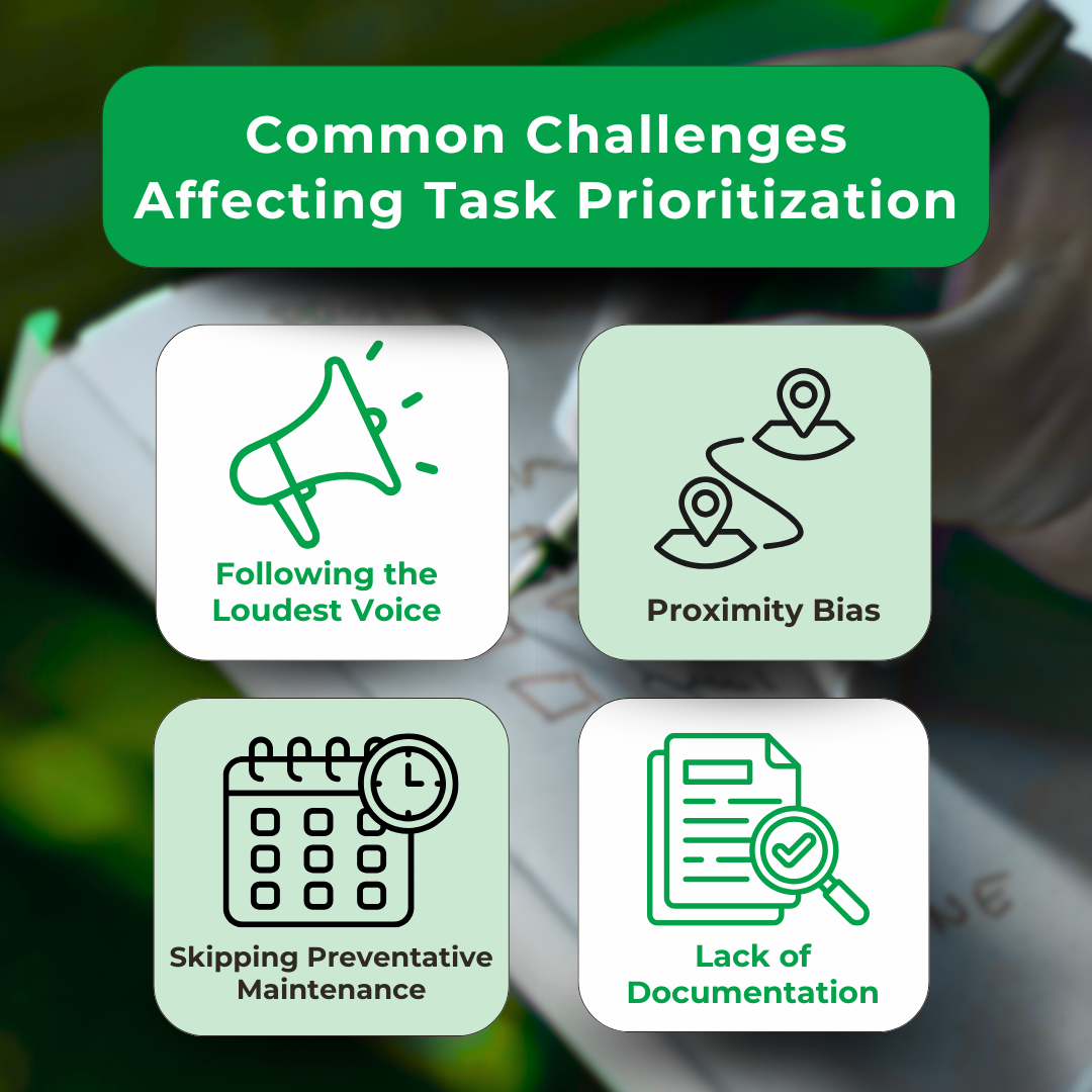infographic describing some of the common challenges park managers face when prioritizing tasks