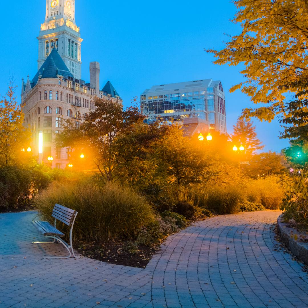 Image of a linear park in Massachusetts