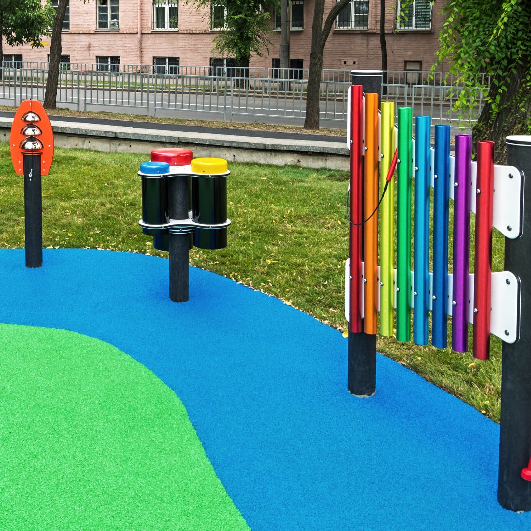 Image of musical instrument features at a playground