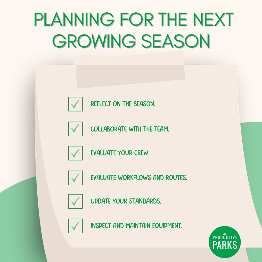 image of a checklist to plan parks maintenance for the next growing season