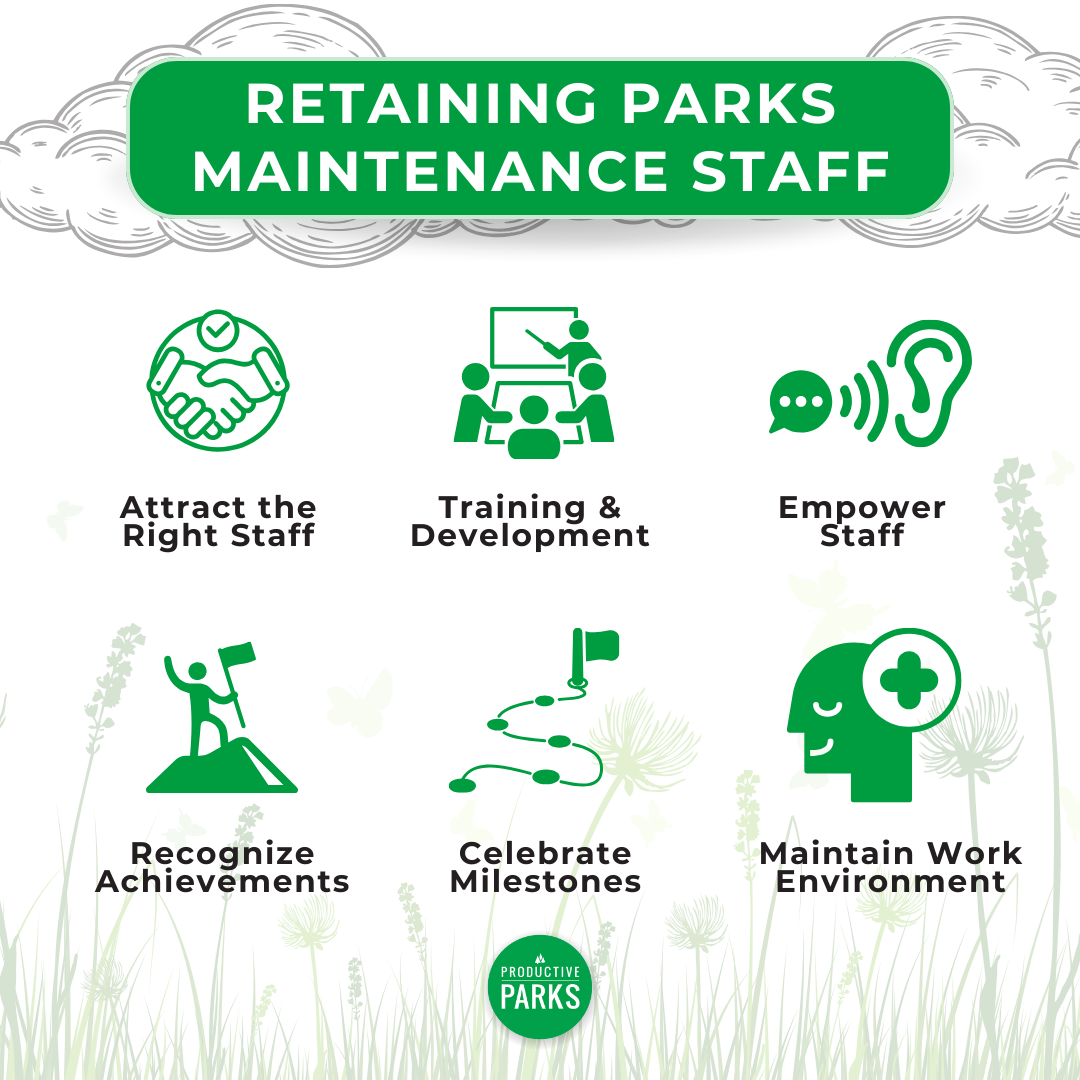 infographic if ways to help retain parks maintenance staff