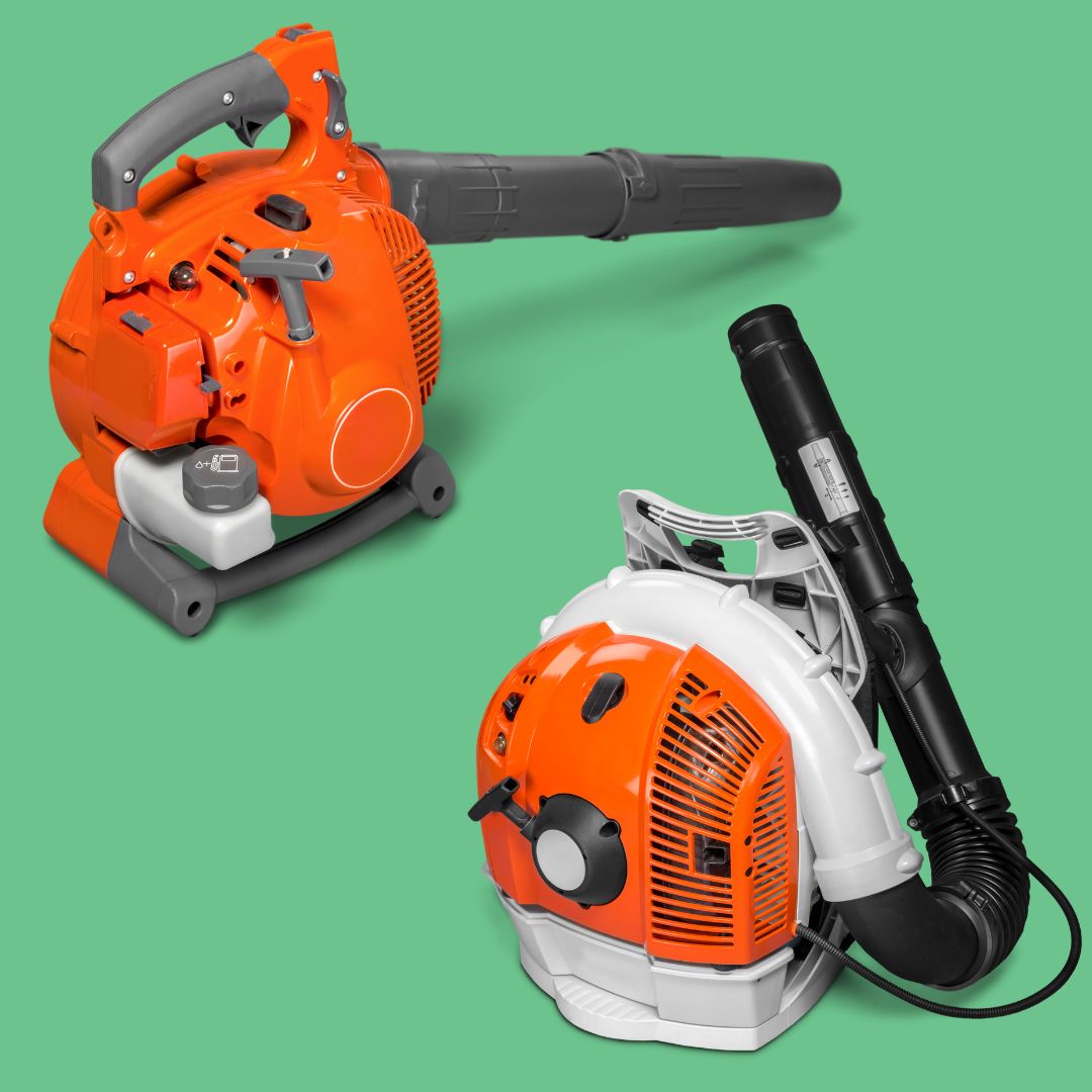 Image of backpack and handheld leaf blowers