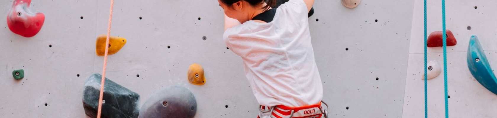 image of a climbing wall that requires risk management