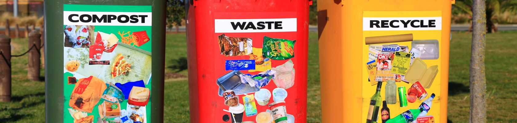 Image of recycling containers as part of a sustainability plan