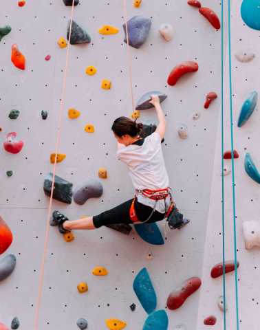 image of a climbing wall that requires risk management