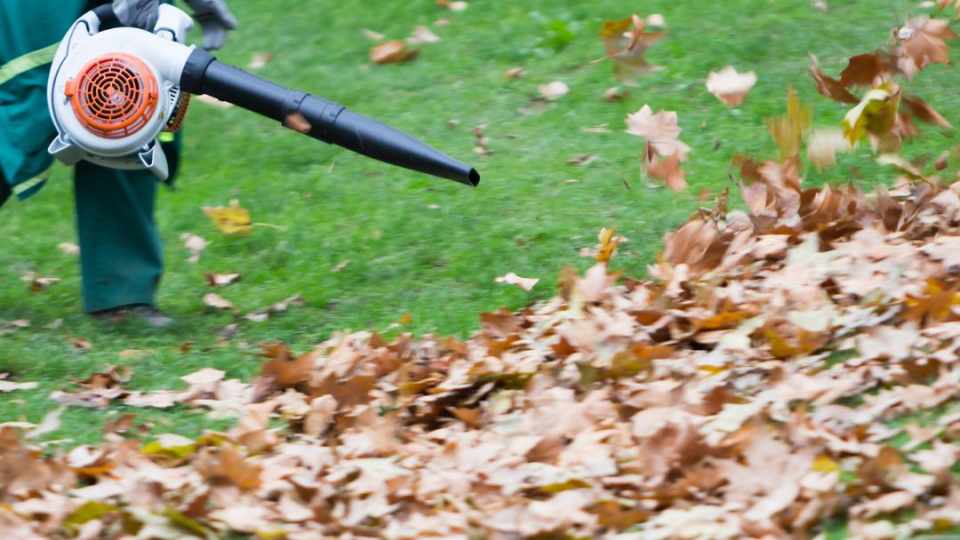 Image of a worker using a maintained leaf blower