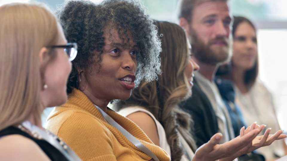 Image of parks and recreation professionals networking at a conference